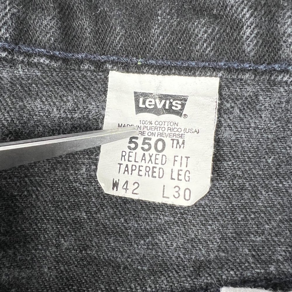 VTG 90s Levi's Jeans Men's 39 x 30* 550 Relaxed Straight Black Denim Orange Tab - Picture 7 of 16